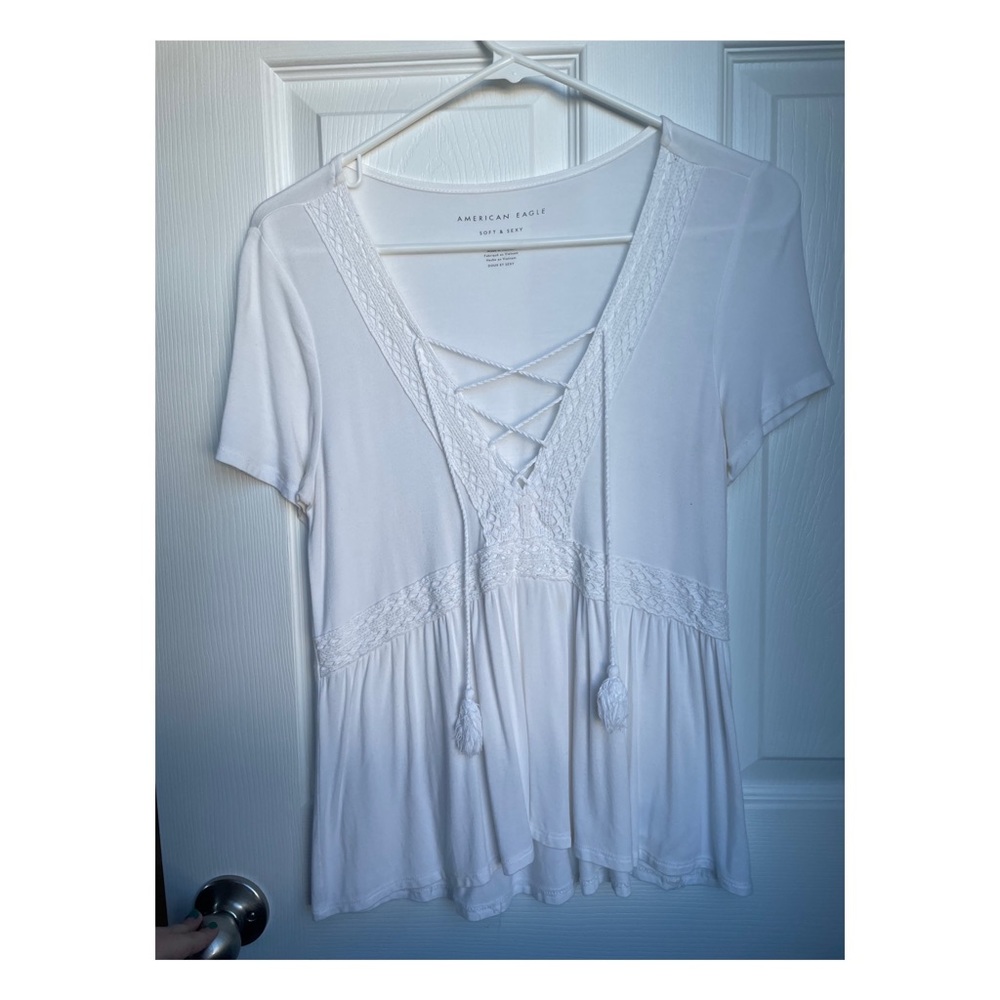American Eagle Soft & Sexy White Shirt Blouse